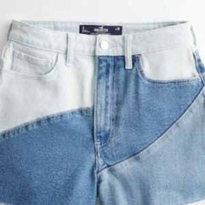 Hollister Blue Jean Shorts Asymmetrical Design